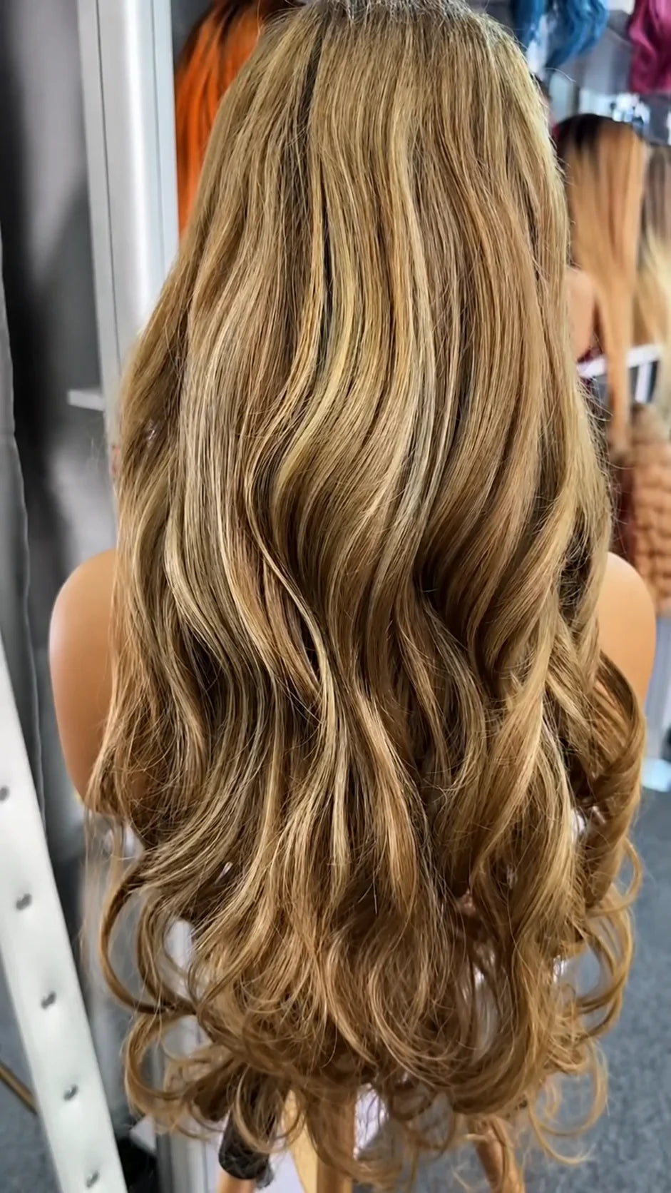 Wavy Texture Ombre Brown With Highlight Virgin Hair Wig