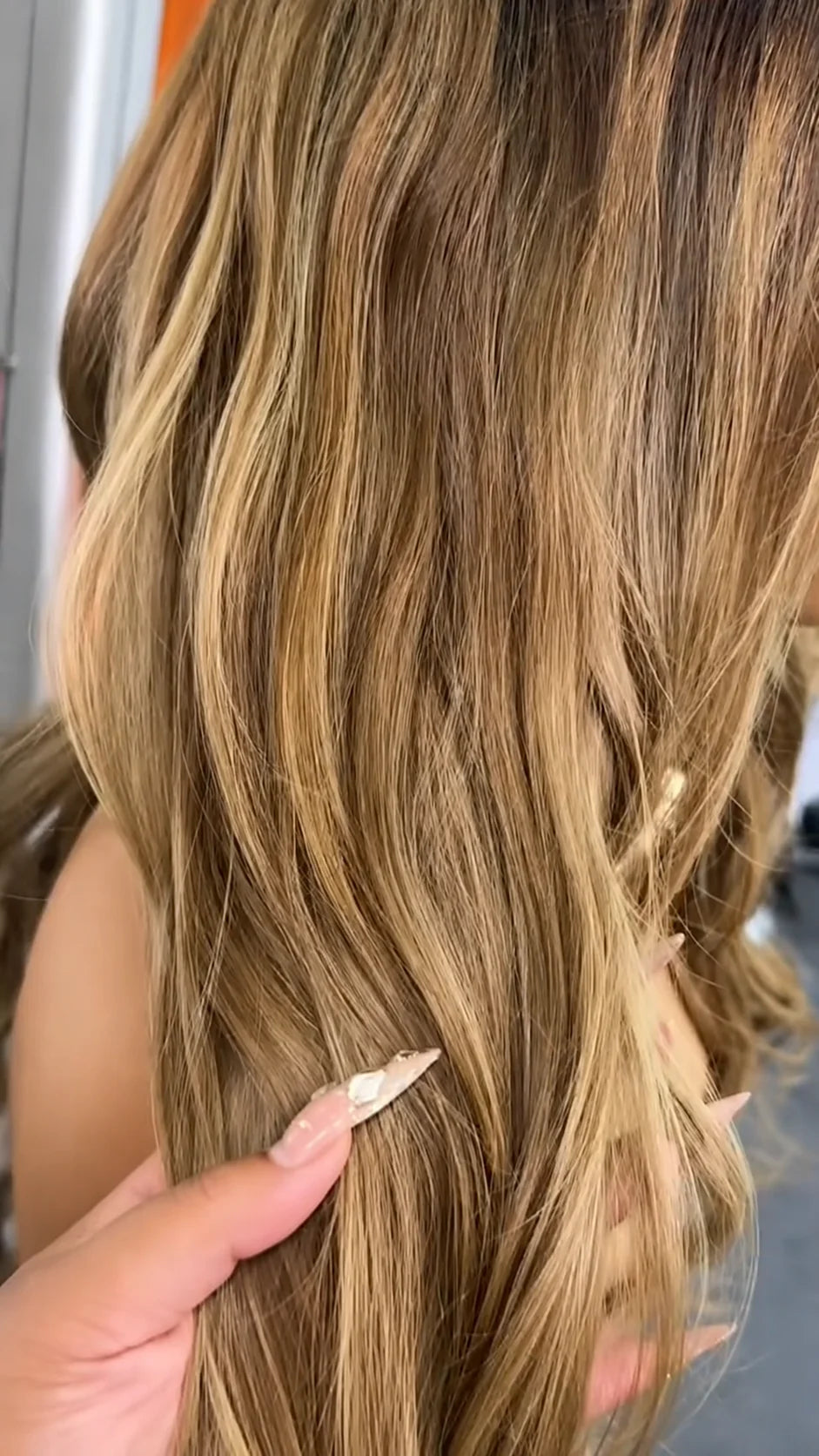 Wavy Texture Ombre Brown With Highlight Virgin Hair Wig