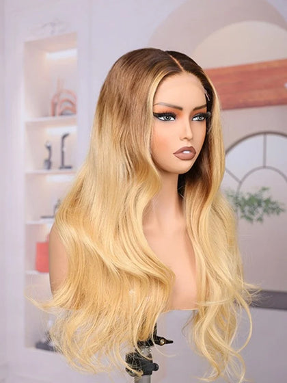 Ombre Blonde Stylist Color Loose Wave Virgin Hair Wig