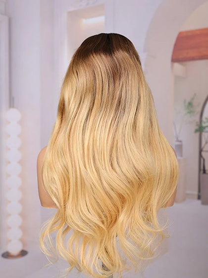 Ombre Blonde Stylist Color Loose Wave Virgin Hair Wig