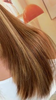 Straight Brown Balayage Natural Hairline Human Hair Wig