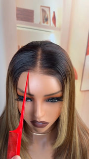 Straight Brown Balayage Natural Hairline Human Hair Wig
