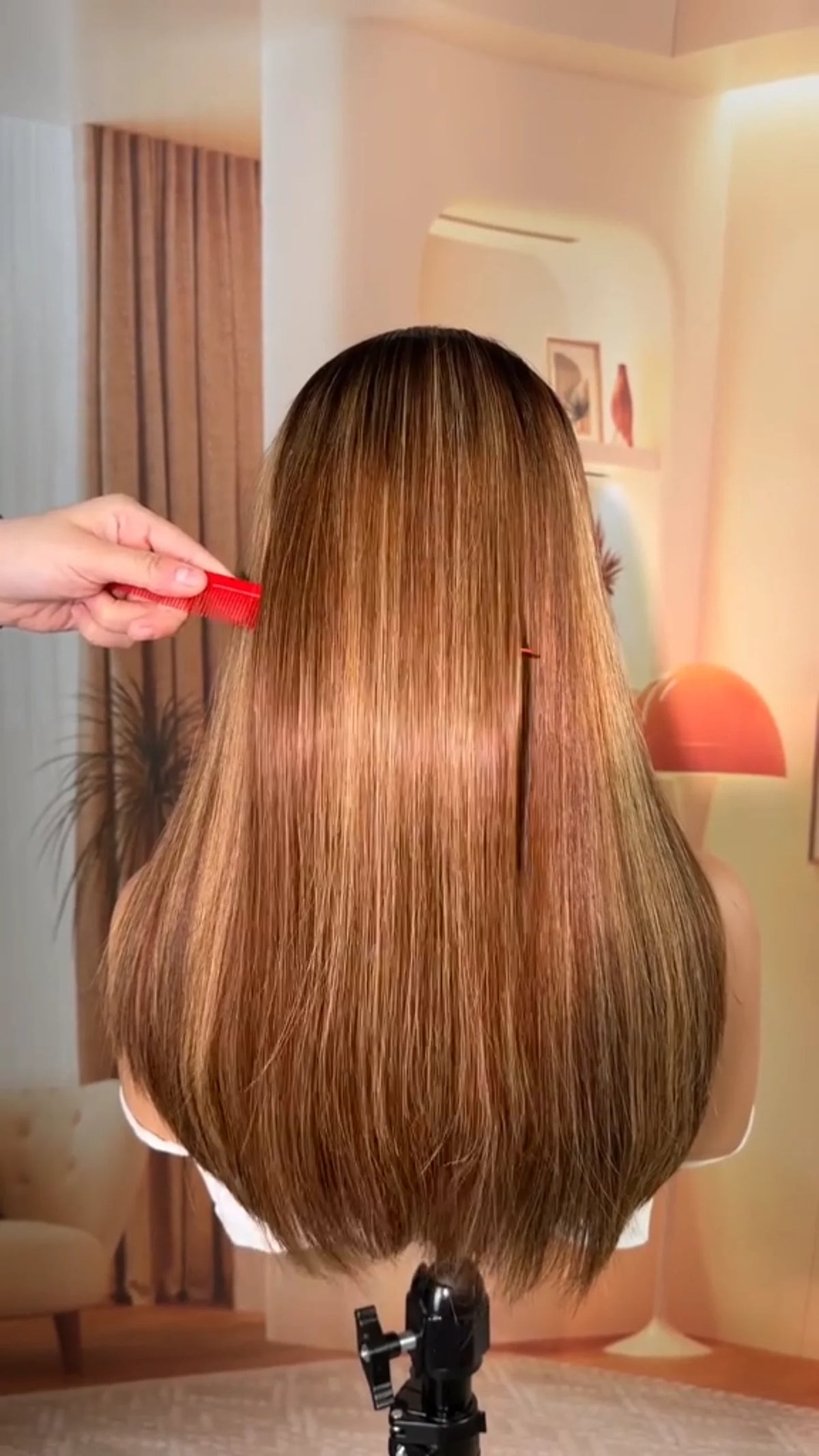 Straight Brown Balayage Natural Hairline Human Hair Wig