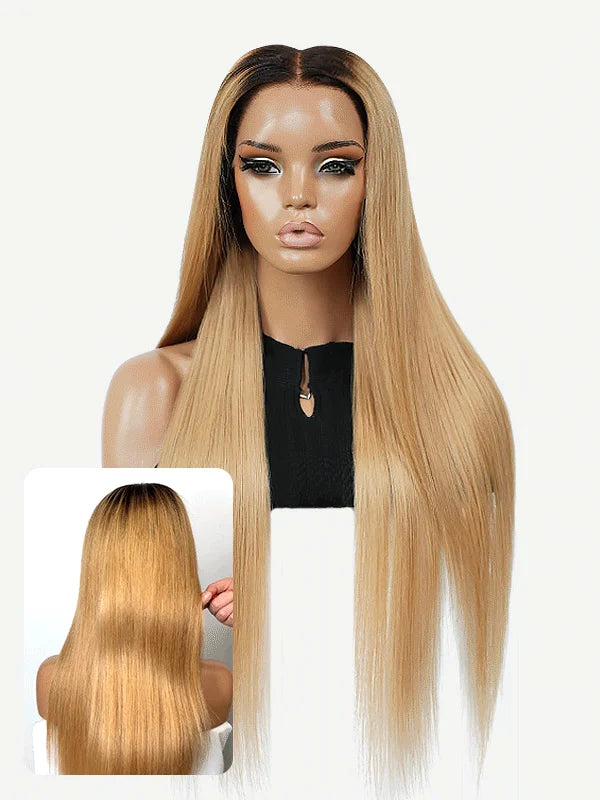 Blonde Ombre Straight Glueless 11x6 HD Lace Natural Hairline Wig