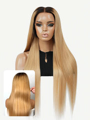 Blonde Ombre Straight Glueless 11x6 HD Lace Natural Hairline Wig