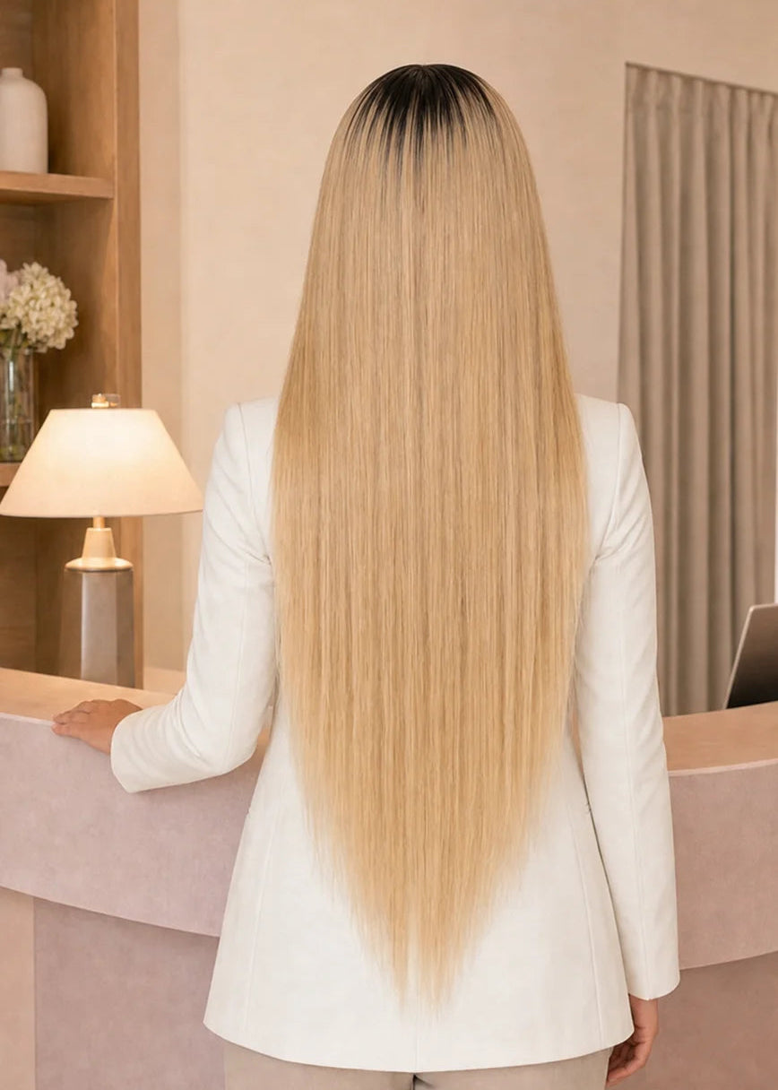 Blonde Ombre Straight Glueless 11x6 HD Lace Natural Hairline Wig