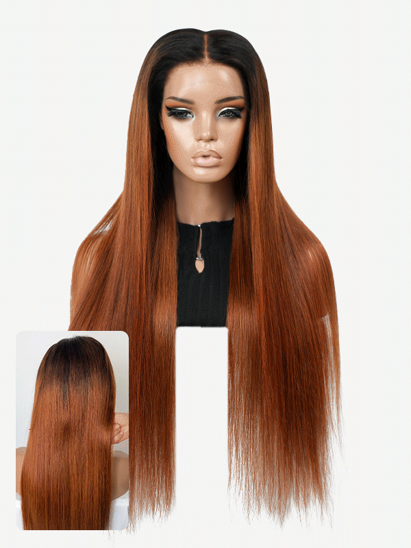 Caramel Ombre Straight Glueless 11x6 HD Lace Human Hair Wig