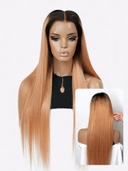 Golden Ombre Straight Glueless 11x6 HD Lace Natural Hairline Wig