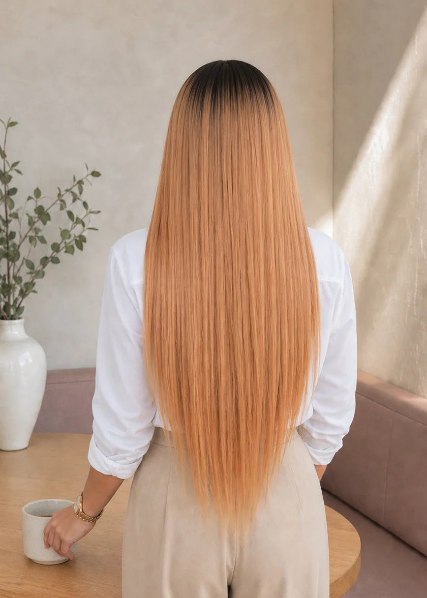 Golden Ombre Straight Glueless 11x6 HD Lace Natural Hairline Wig