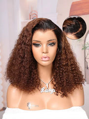 Ombre Brown Color Curly Skin-Melting HD Lace Glueless Wigs