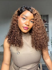 Ombre Brown Color Curly Skin-Melting HD Lace Glueless Wigs
