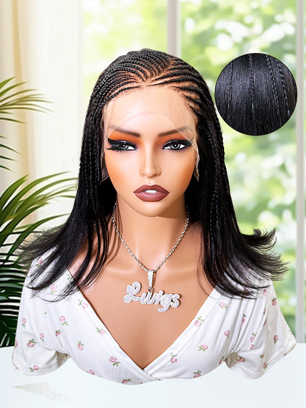 Easy Install Yaki Straight HD Lace 13x6 Frontal Braided Wigs
