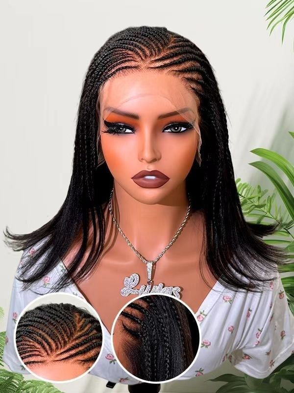 Easy Install Yaki Straight HD Lace 13x6 Frontal Braided Wigs
