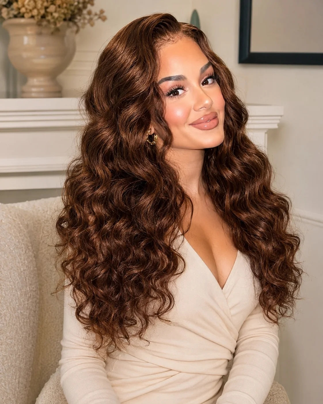 Daily Wear Brown Color Body Wave Versatile Styling Frontal Wig