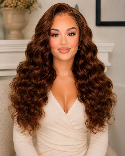 Daily Wear Brown Color Body Wave Versatile Styling Frontal Wig
