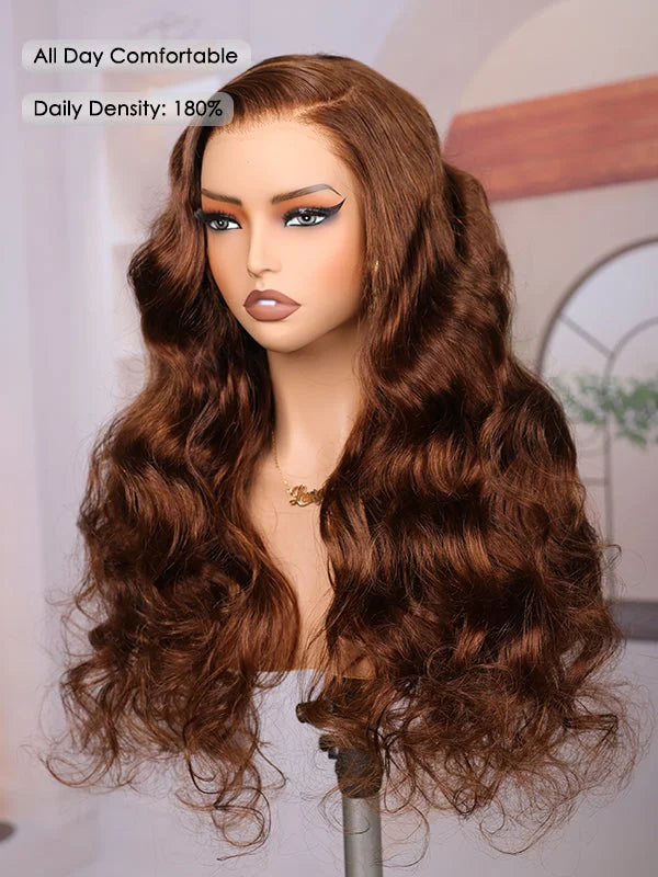 Daily Wear Brown Color Body Wave Versatile Styling Frontal Wig