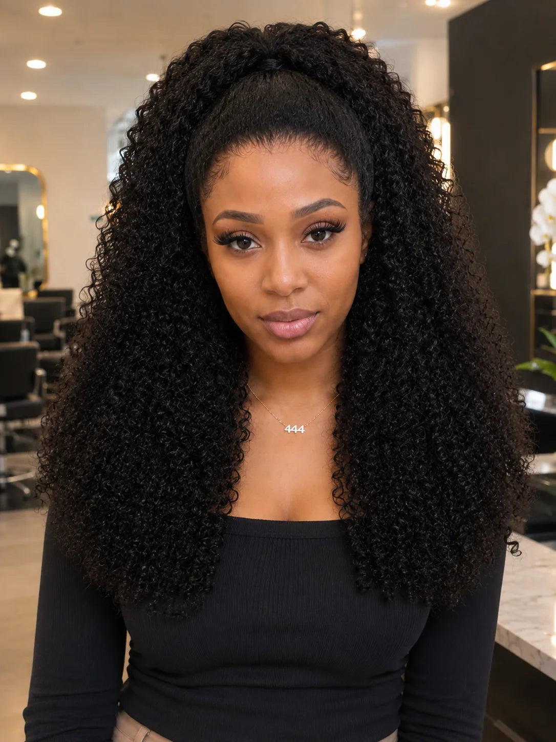 Daily Wear Bohemian Curl High Ponytail Friendly Human Hair Wigs