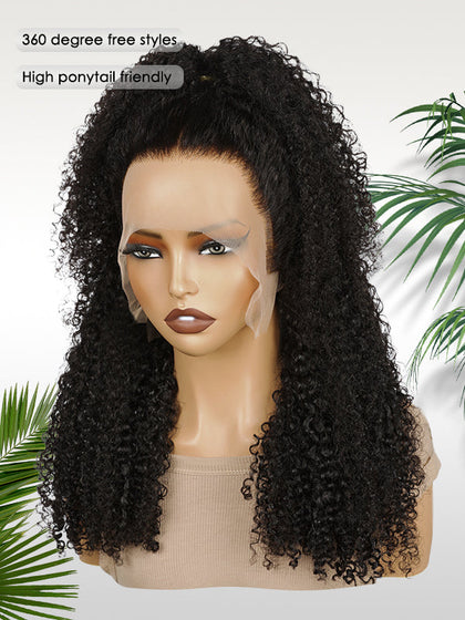 Daily Wear Bohemian Curl High Ponytail Friendly Human Hair Wigs