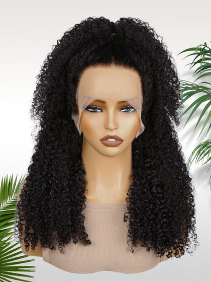 Daily Wear Bohemian Curl High Ponytail Friendly Human Hair Wigs