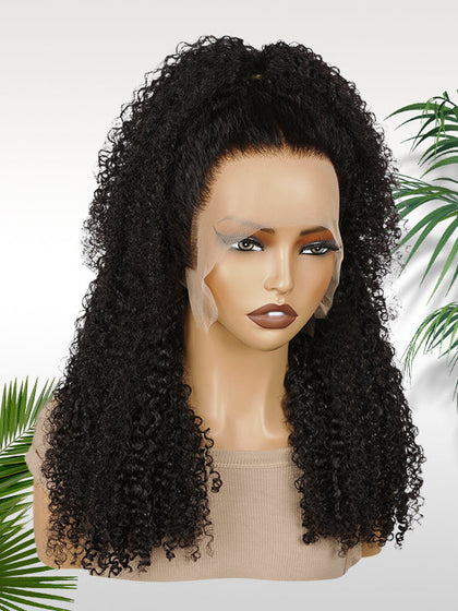 Daily Wear Bohemian Curl High Ponytail Friendly Human Hair Wigs
