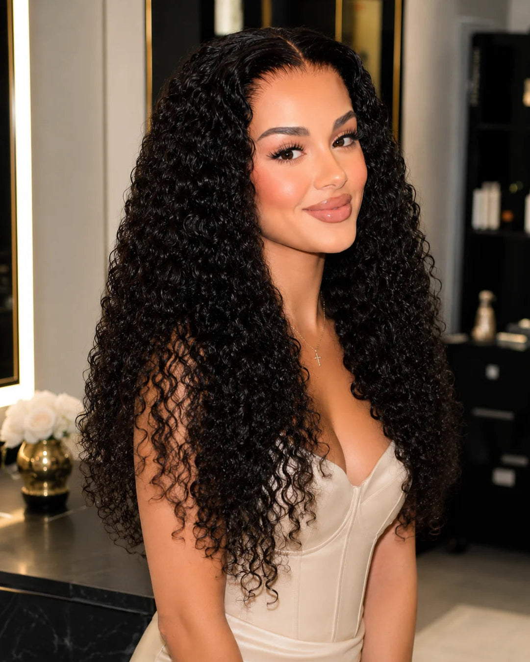 Daily Wear Water Wave High Ponytail Friendly Human Hair Wig