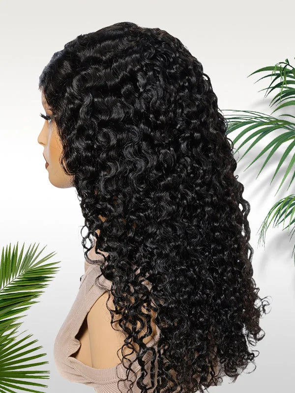 Daily Wear Water Wave High Ponytail Friendly Human Hair Wig