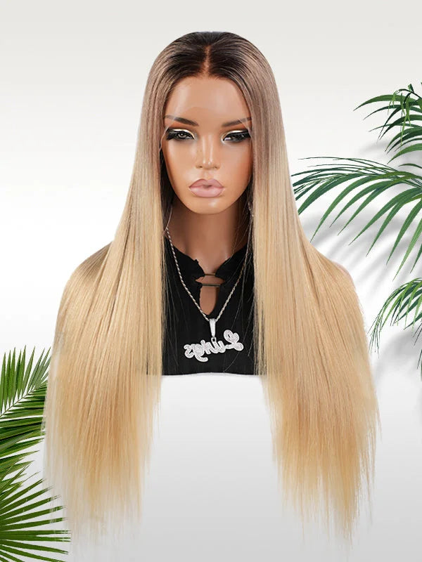 Silky Straight Ombre Designer Blonde Color Virgin Hair Wig